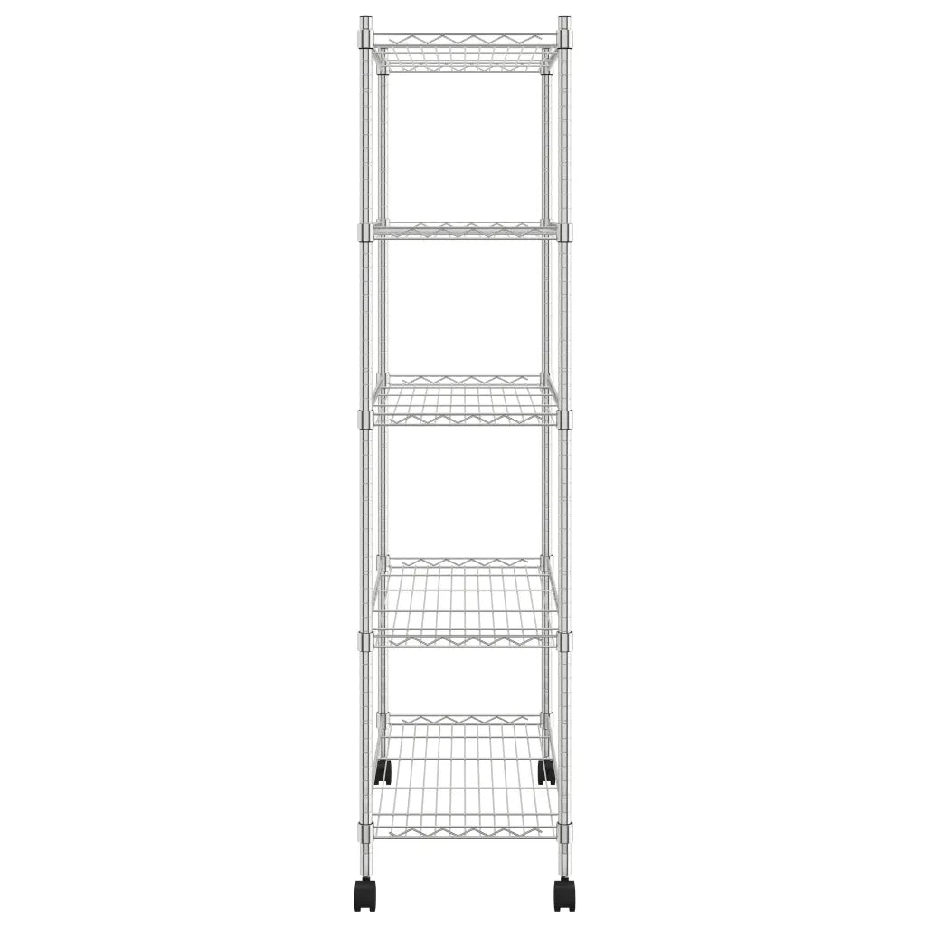 Scaffale a 5 Livelli con Ruote 75x35x155 cm Cromato 250 kg 324629