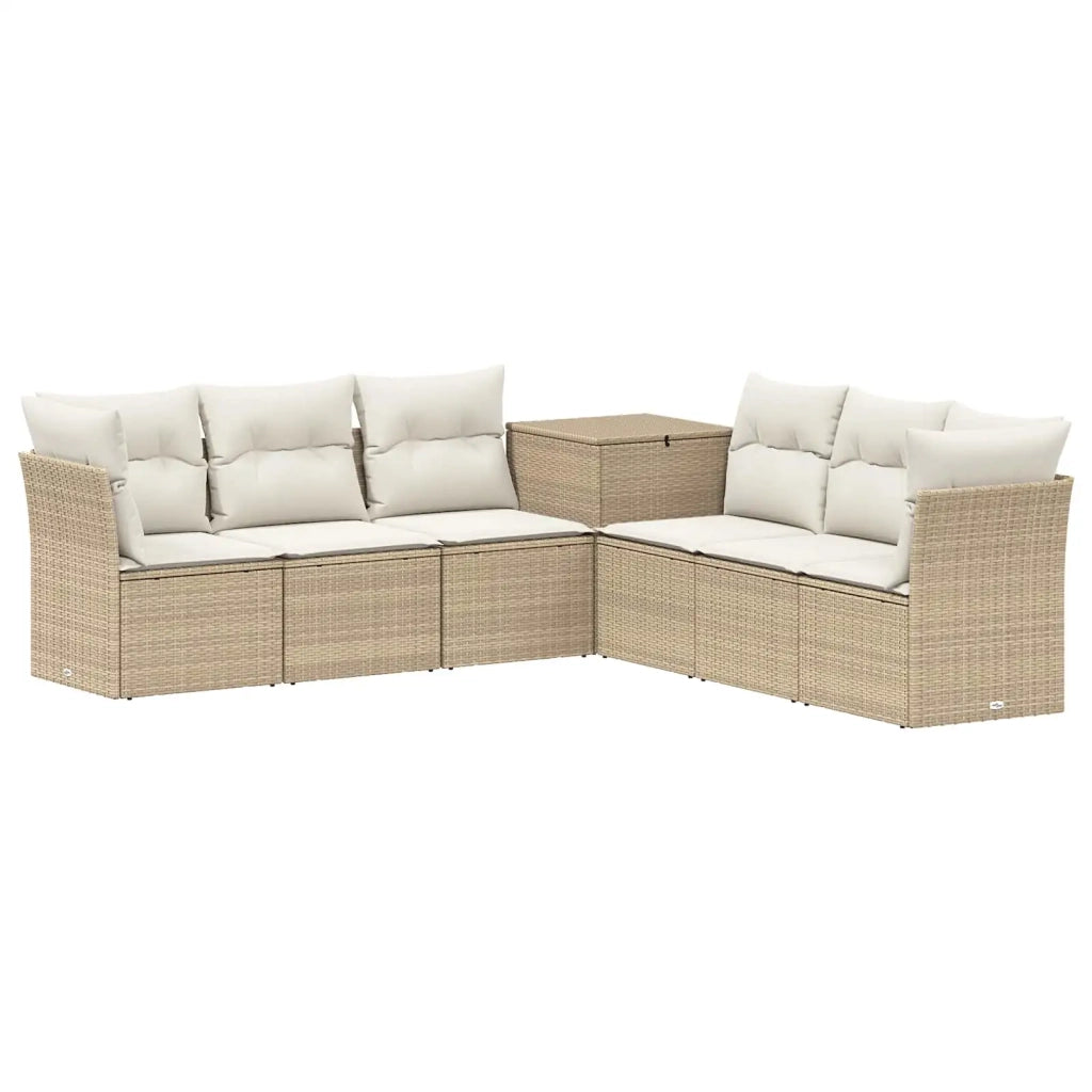 Set di divani 7 pz Beige e Bianco Crema 3448768