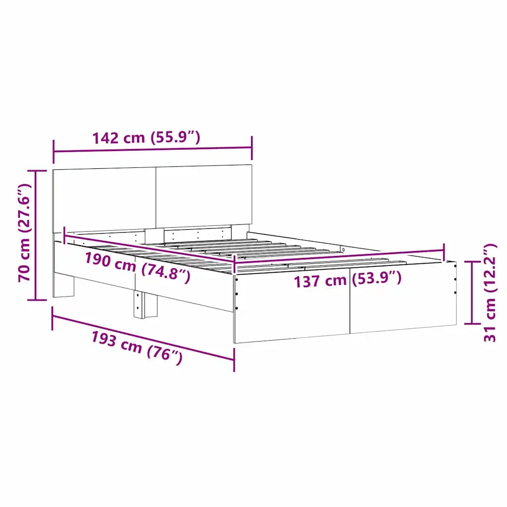 Struttura del letto Bianco 137 x 190 cm Legno multistrato 3402863