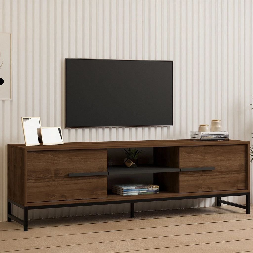 Cinaglio, Mobile Porta tv un Ripiano, 160x40x50h cm Marrone Noce