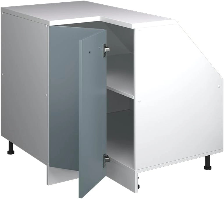 Mobile sottotetto Mobile angolare Rion, Grigio-blu, 75.6 x 81.6 cm con 1 porta, carcassa dell’armadio profondità 60 cm, adatto per il salvaspazio sotto tetti spioventi