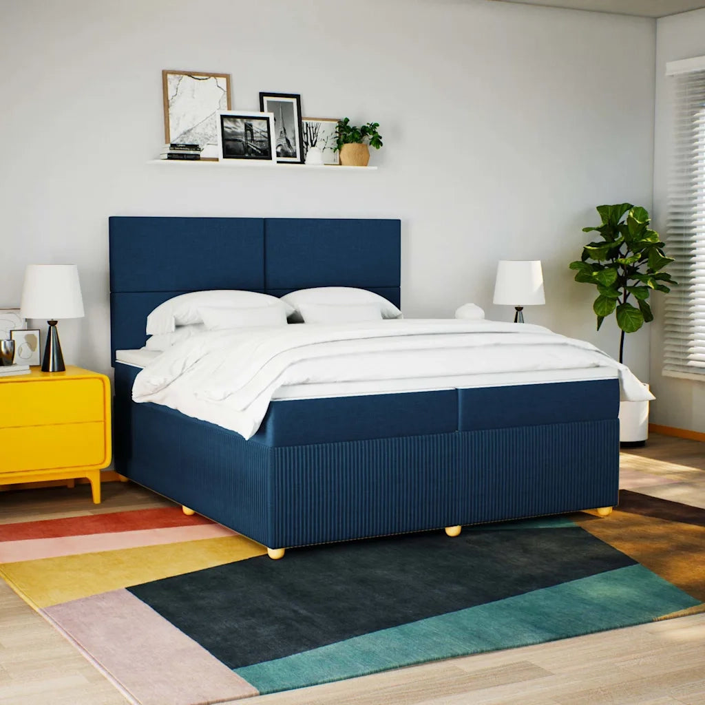 Giroletto a Molle con Materasso Blu 200x200 cm in Tessuto 3294462