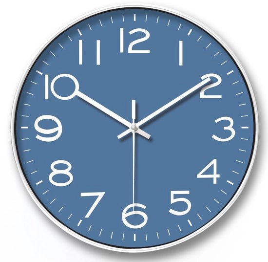 Orologio da parete da 12 pollici blu con movimento silenzioso ticchettante, orologio da parete a quarzo, design moderno a quarzo, decorativo per cucina interna