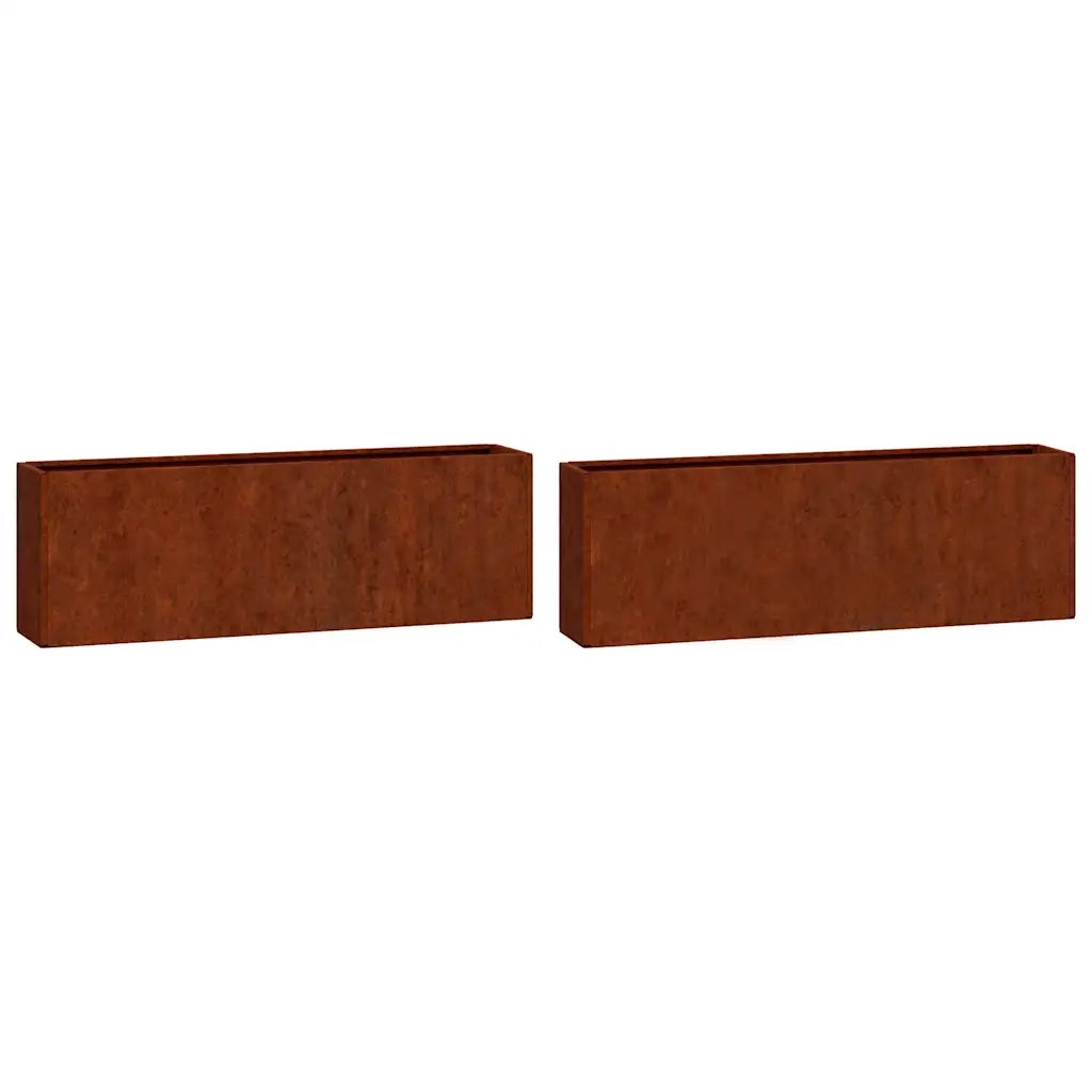 Fioriere da Parete 2 pz Ruggine in Acciaio Corten 53x10x17 cmcod mxl 106533