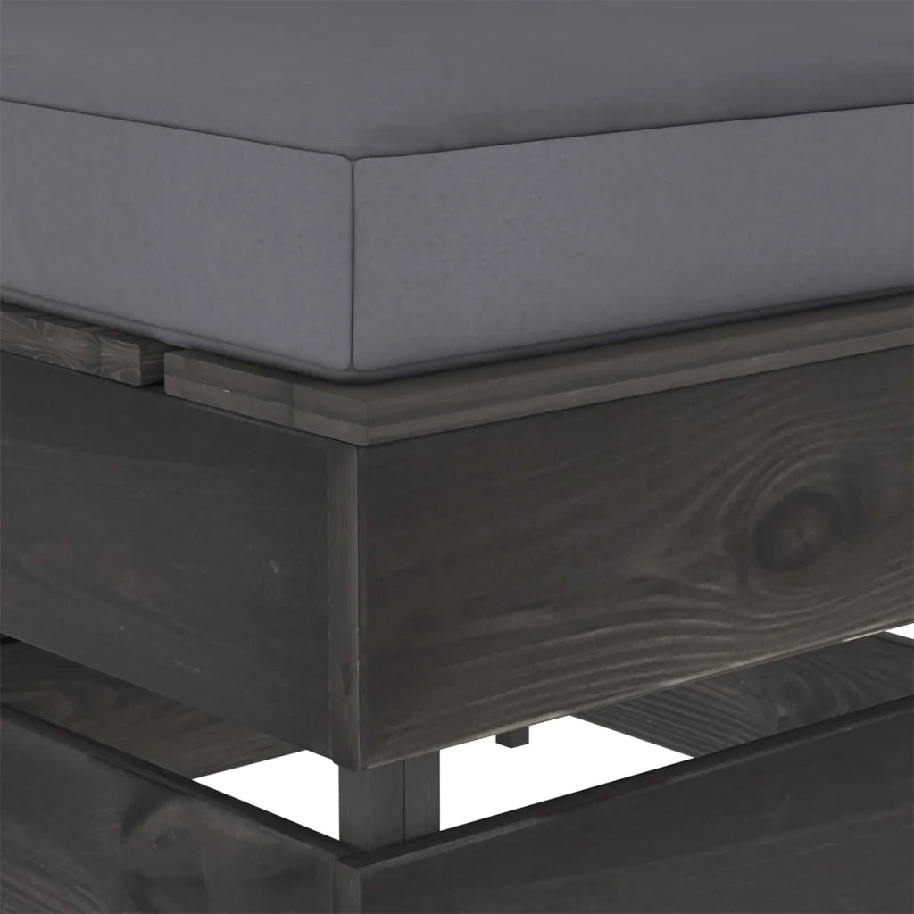 Divano Centrale Modulare con Cuscini in Legno Impregnato Grigio 3068120