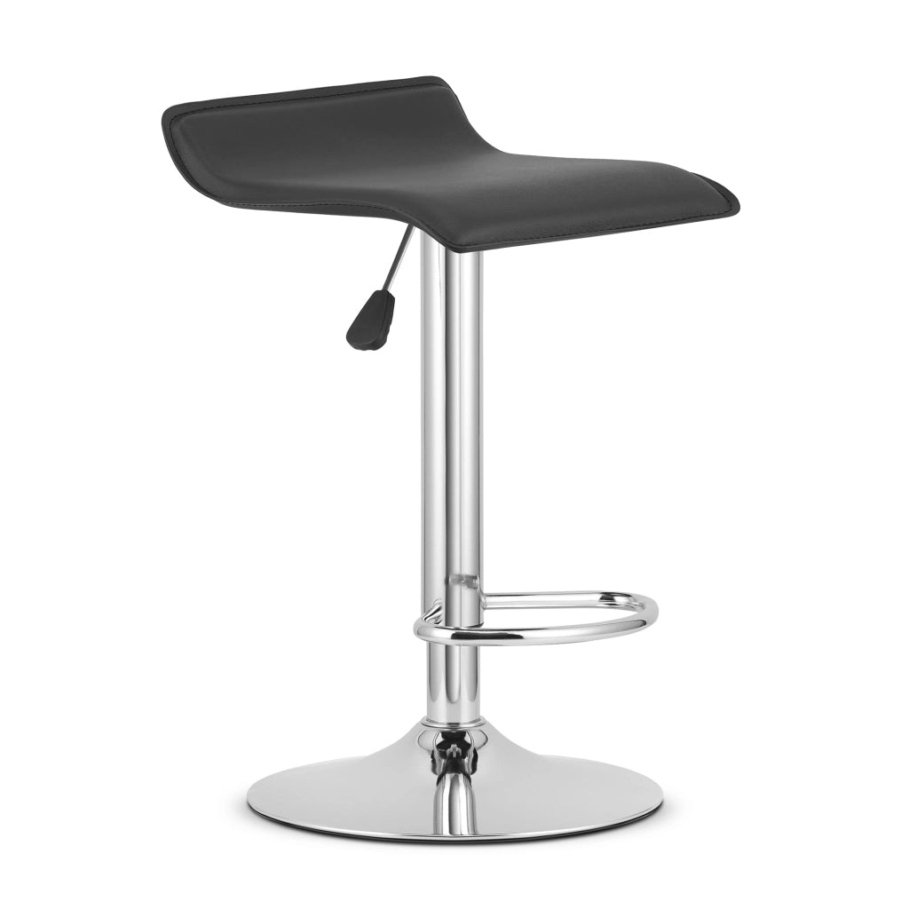Sgabello girevole VALORA FORT - Ecopelle nera / Base cromata x 2