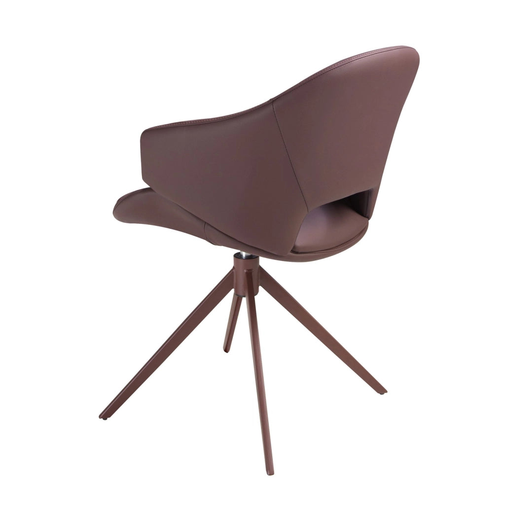 Sedia girevole in similpelle marrone ramato