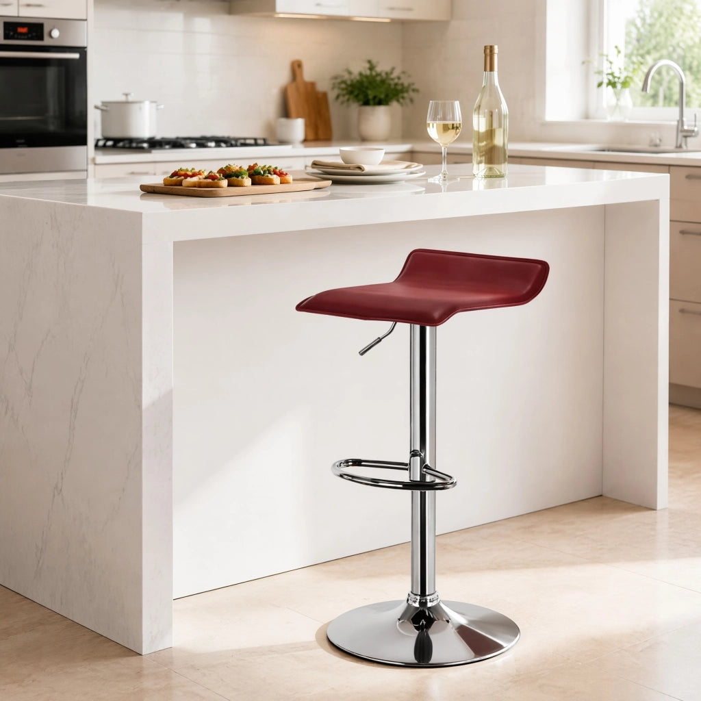 SGABELLO BAR girevole regolabile 62-84 cm in similpelle rosso vino