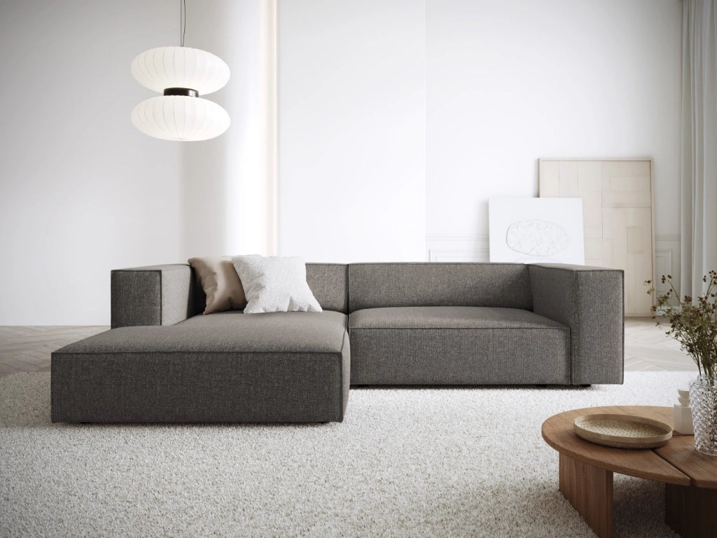 Cosmopolitan Design - Divano angolare sinistro "Arendal" 3 posti in ciniglia grigio 