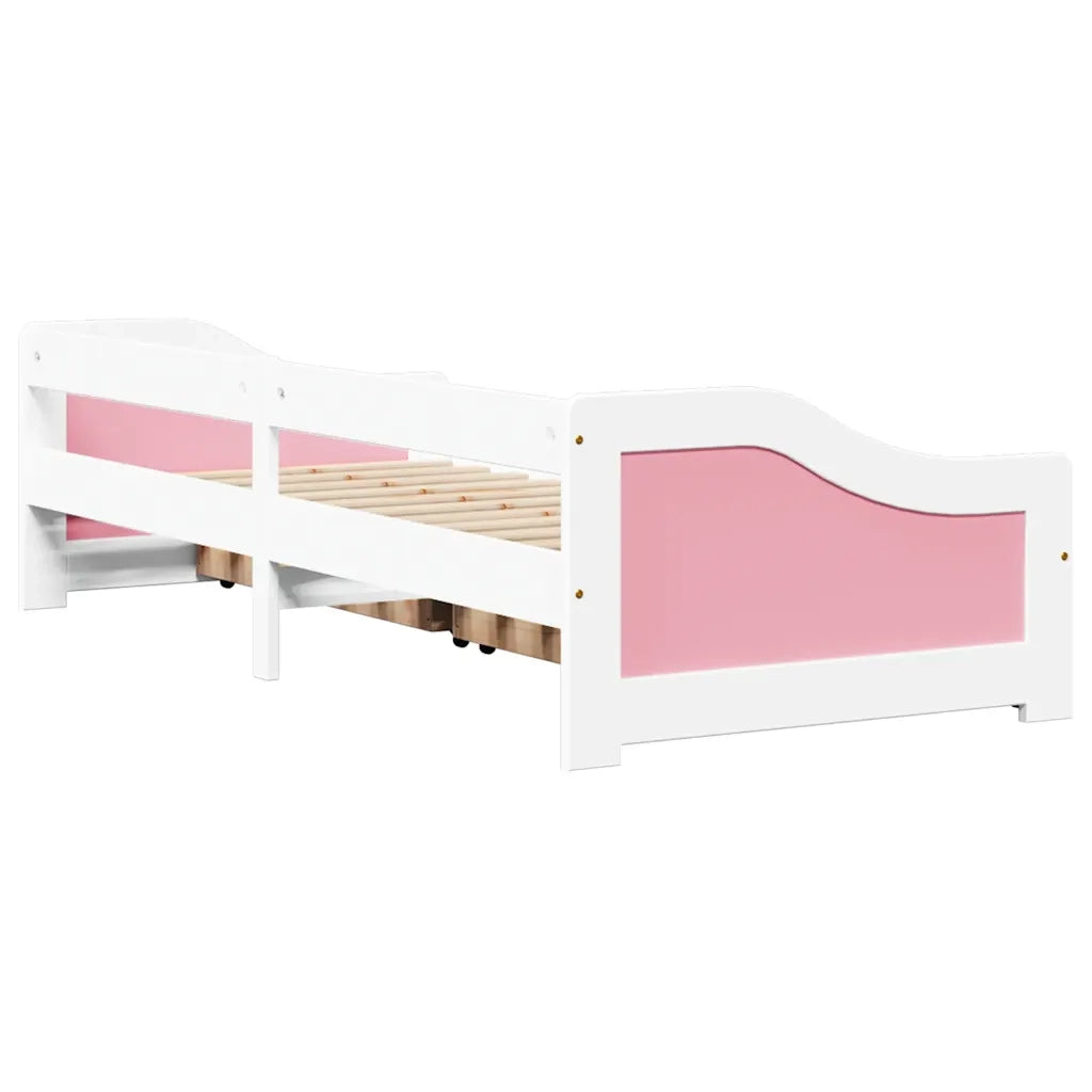 vidaXL Dormeuse 2 Cassetti senza Materasso Bianco&Rosa 90x200 cm IRUN