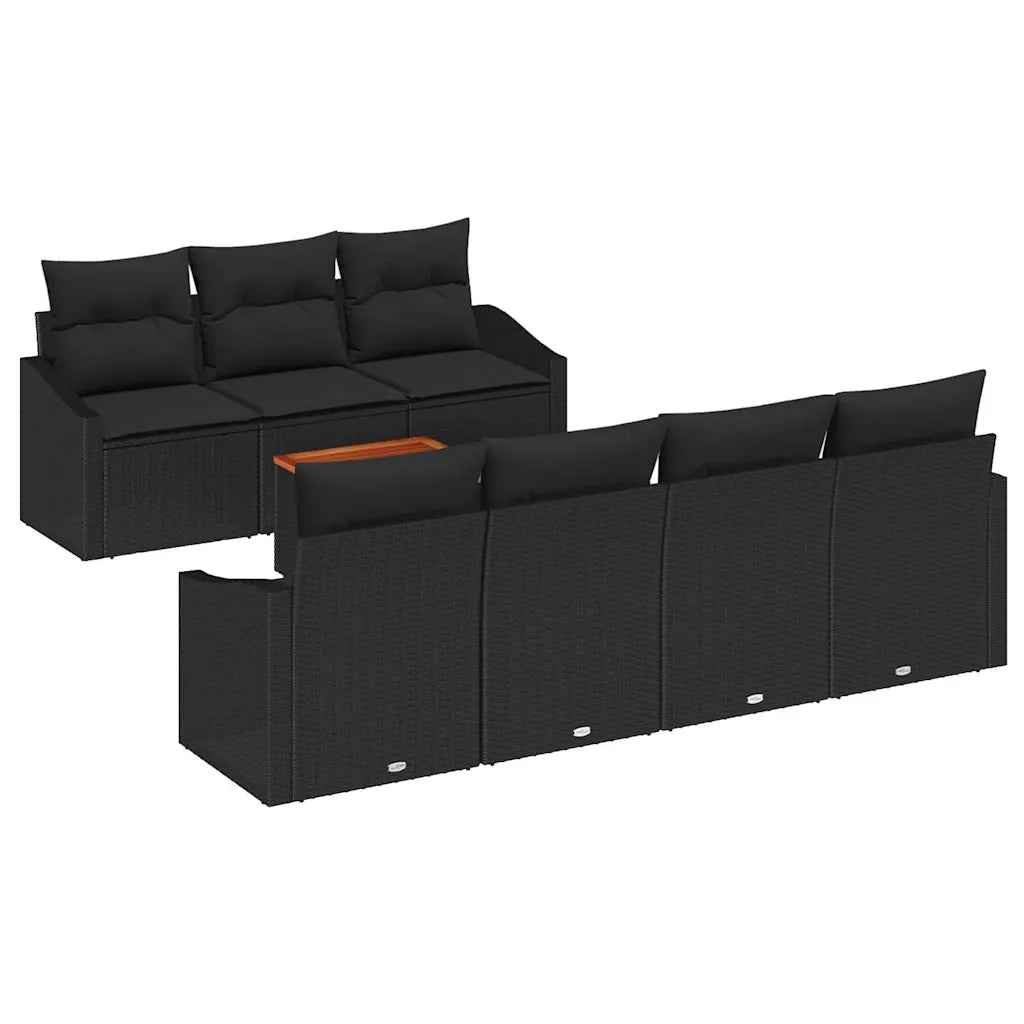 Set Divano da Giardino con archiviazione 8 pcs Nero polyrattan 3356462