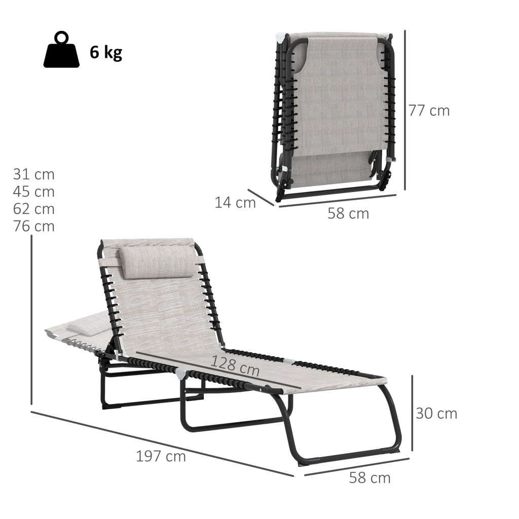 Poltrona reclinabile per giardino ¨C zephmum ¨C 4 posizioni, crema, 189x58x30 cm