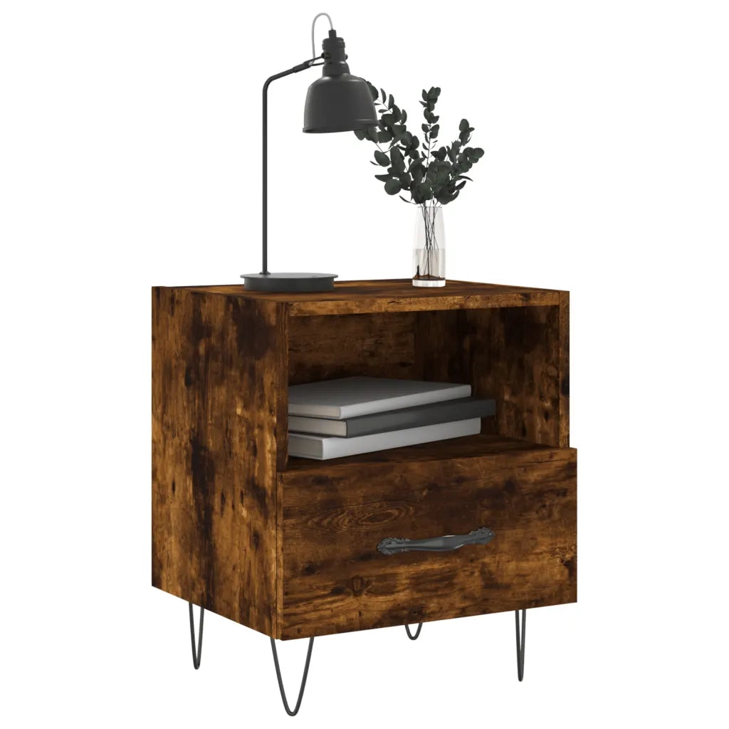 Comodino Rovere Fumo 40x35x47,5 cm in Legno Multistrato 827430