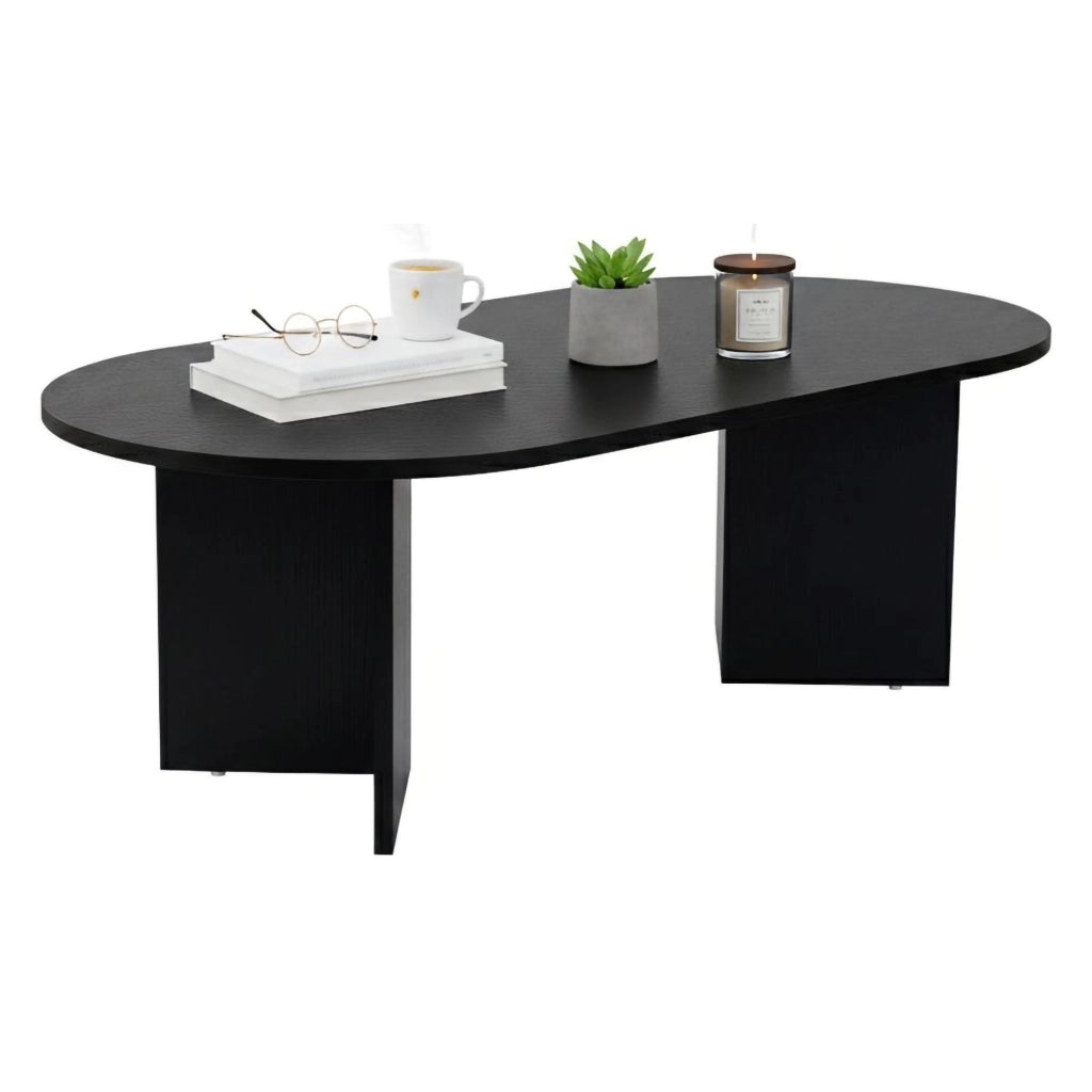 Tavolino da salotto Elain, Tavolo basso da caffè, Portariviste per divano, Ripiano da soggiorno, 119x60 h40 cm, Nero