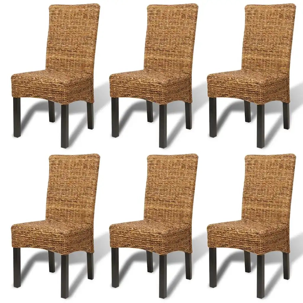 Sedie da Pranzo 6 pz in Abaca e Legno Massello di Mango cod mxl 19483