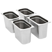 Contenitori Gastronorm 4 pz GN 1/4 200 mm in Acciaio Inox 50904