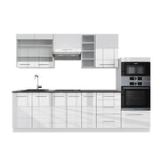 Cucina componibile Fame-Line Bianco lucido/Bianco 280 cm senza piano di lavoro Vicco