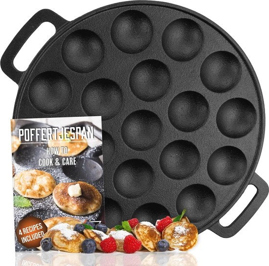 Frittelle di mini-pannokke per 19 frittelle - Padella in ghisa per Frittelle Perfette, Crêpes e Uova