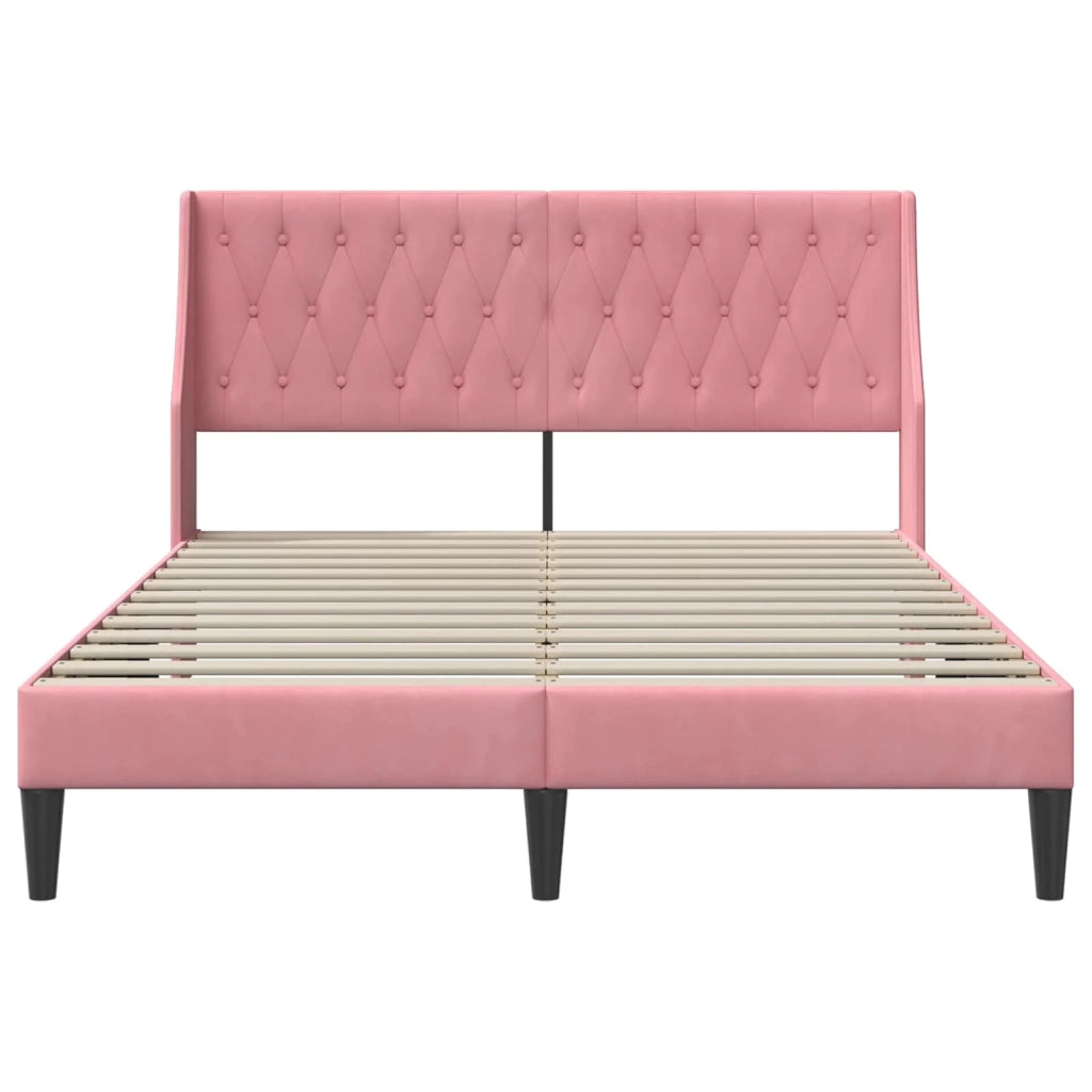 Struttura del letto con testiera Rosa 140 x 190 cm Velluto