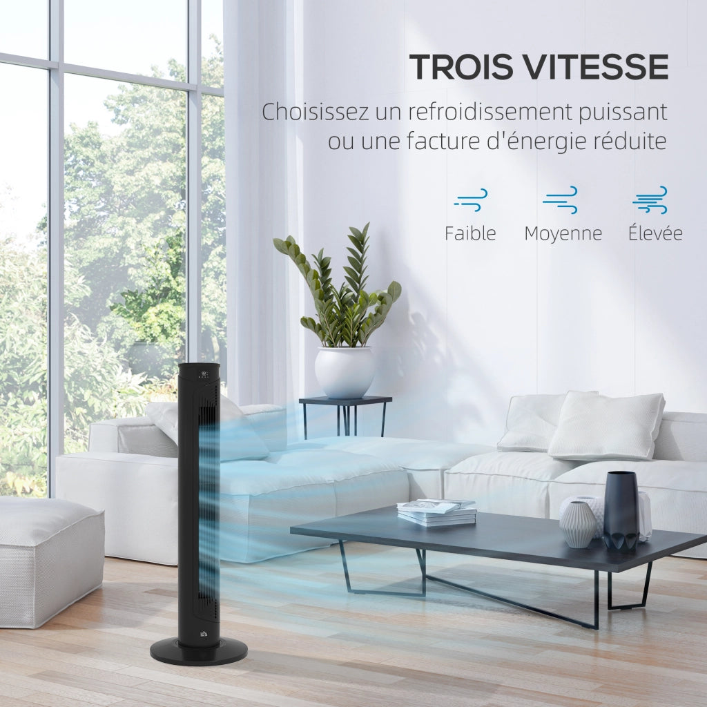 Ventilatore a torre con telecomando e timer ¨C zephmum ¨C 70¡ã oscillazione, 3 velocit¨¤, nero