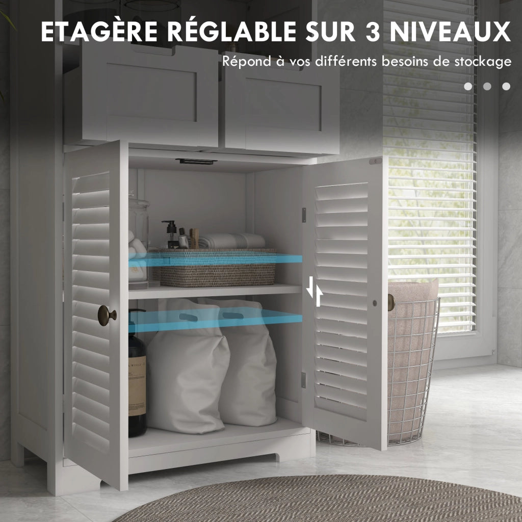 Mobile bagno salvaspazio ¨C Xylo ¨C bianco 2 ante 2 cassetti ripiano 61x30,5x109,5 cm