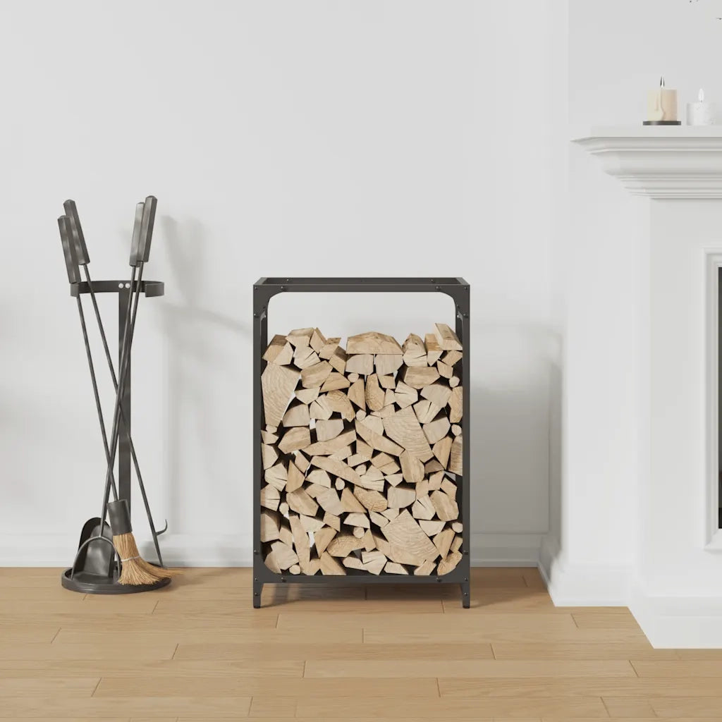 Rastrelliera per Legna da Ardere Nera 44x28x65 cm CFW3766901