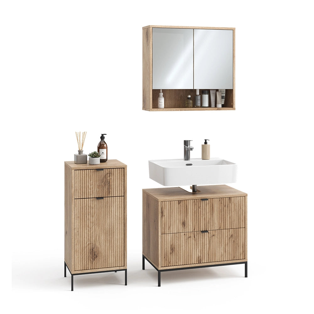 Vicco Set di mobili da bagno Quercia vichinga 3 parti