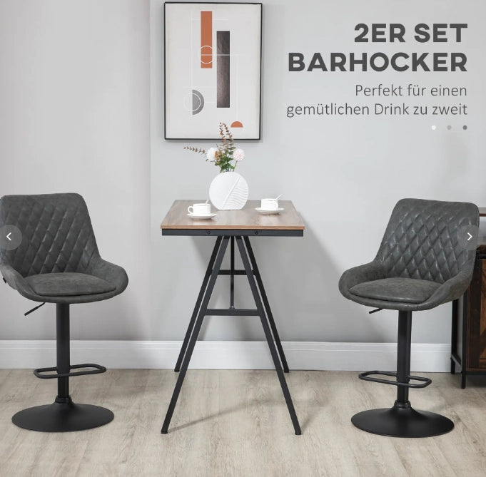 Set di 2 sgabelli da bar regolabili grigio scuro con schienale