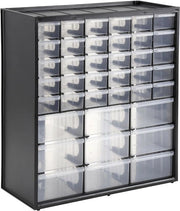 Cassettiere con 39 Lavelle per Piccoli Componenti – 37 x 44 x 16 cm – Modulare e Montaggio a Parete – Lavelle trasparenti