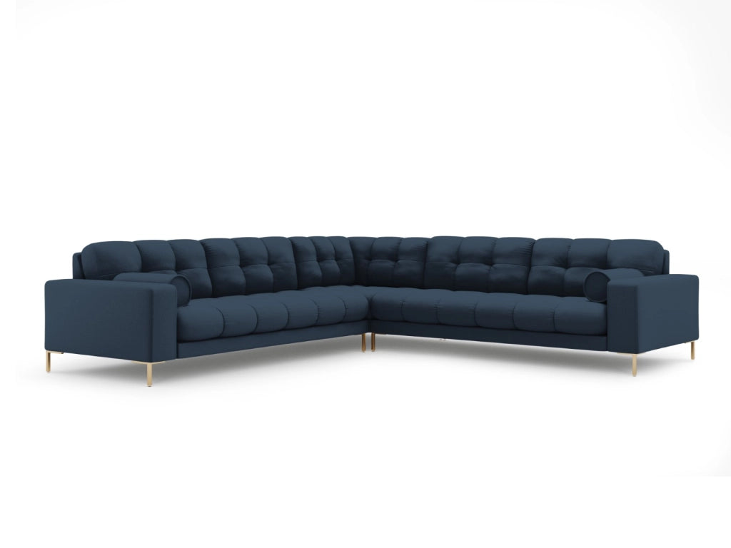 Cosmopolitan Design - Divano angolare reversibile "Bali" 6 posti in tessuto strutturato blu 