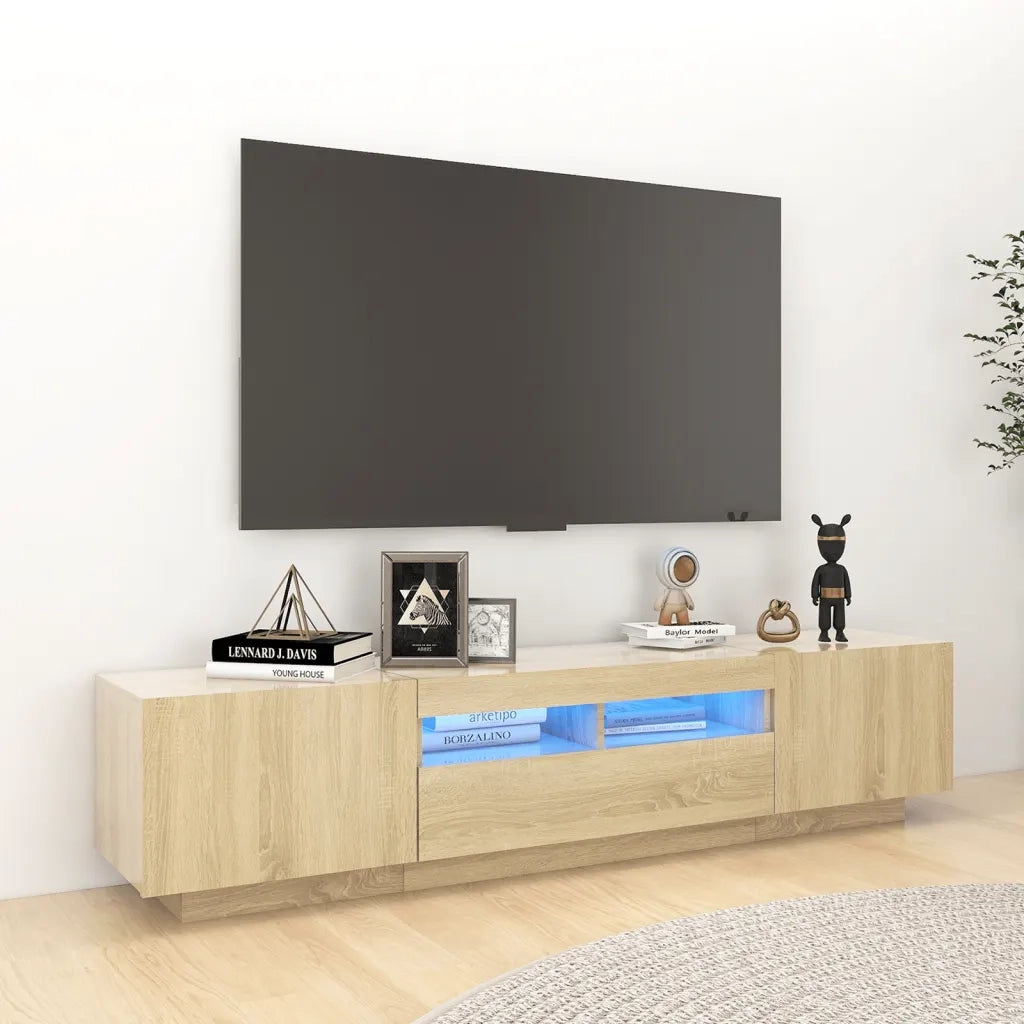 Mobile Porta TV con Luci LED-Credenza per TV Rovere Sonoma 180x35x40 cm