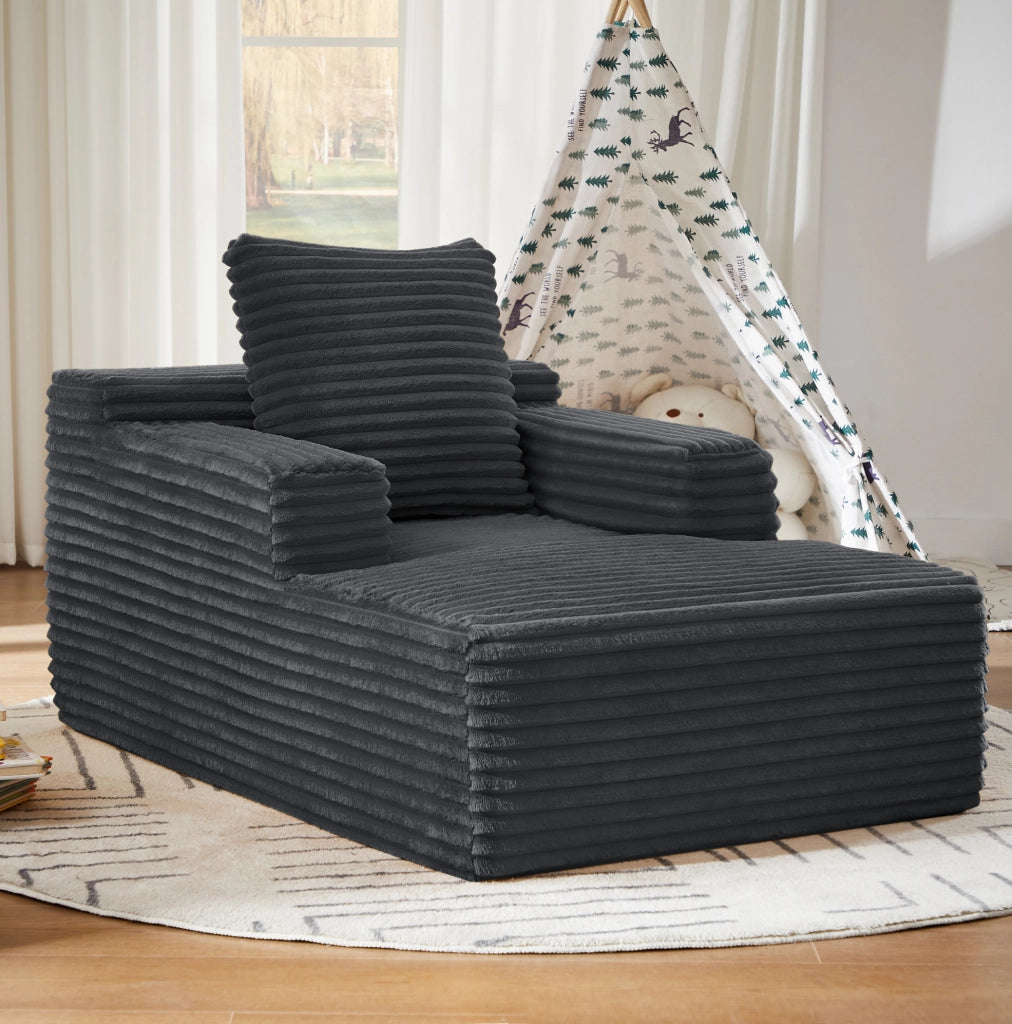Divano chaise longue in velluto a coste grigio scuro