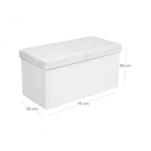 Panca contenitore con seduta pieghevole carico massimo 300 kg 76 x 38 x 38 cm bianco 80 litri bianco 12_0000230