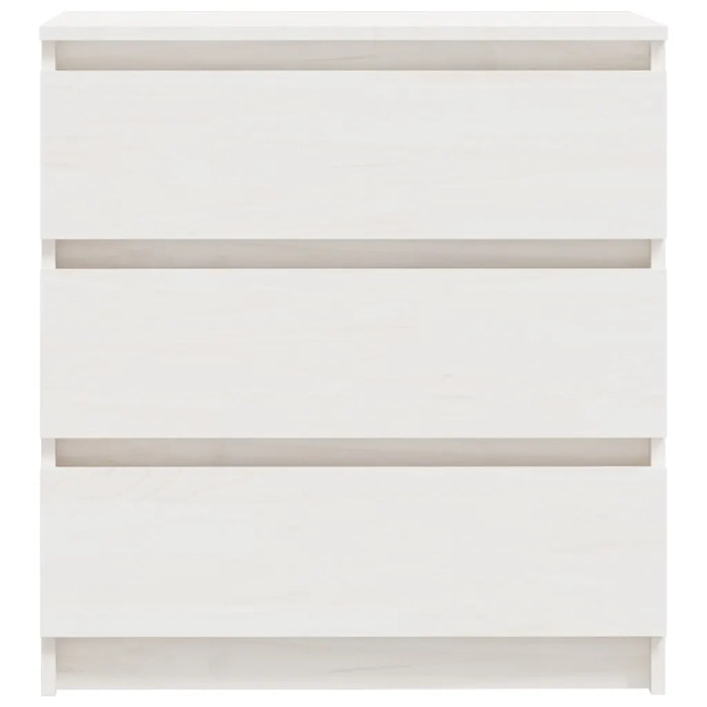 Comodino Bianco 60x36x64 cm in Legno Massello di Pino 808094