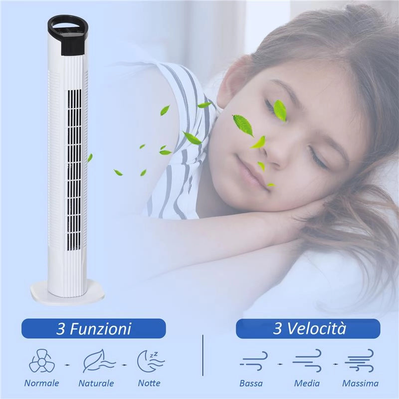 VENTILATORE A COLONNA OSCILLANTE A 3 FUNZION CON TELECOMANDO DA 50 W