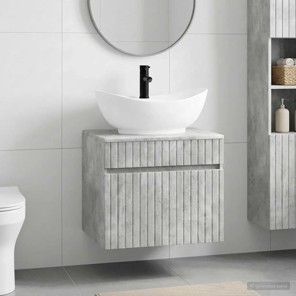 Set di mobili per il bagno Grigio Cemento Legno ingegnerizzato 3404313