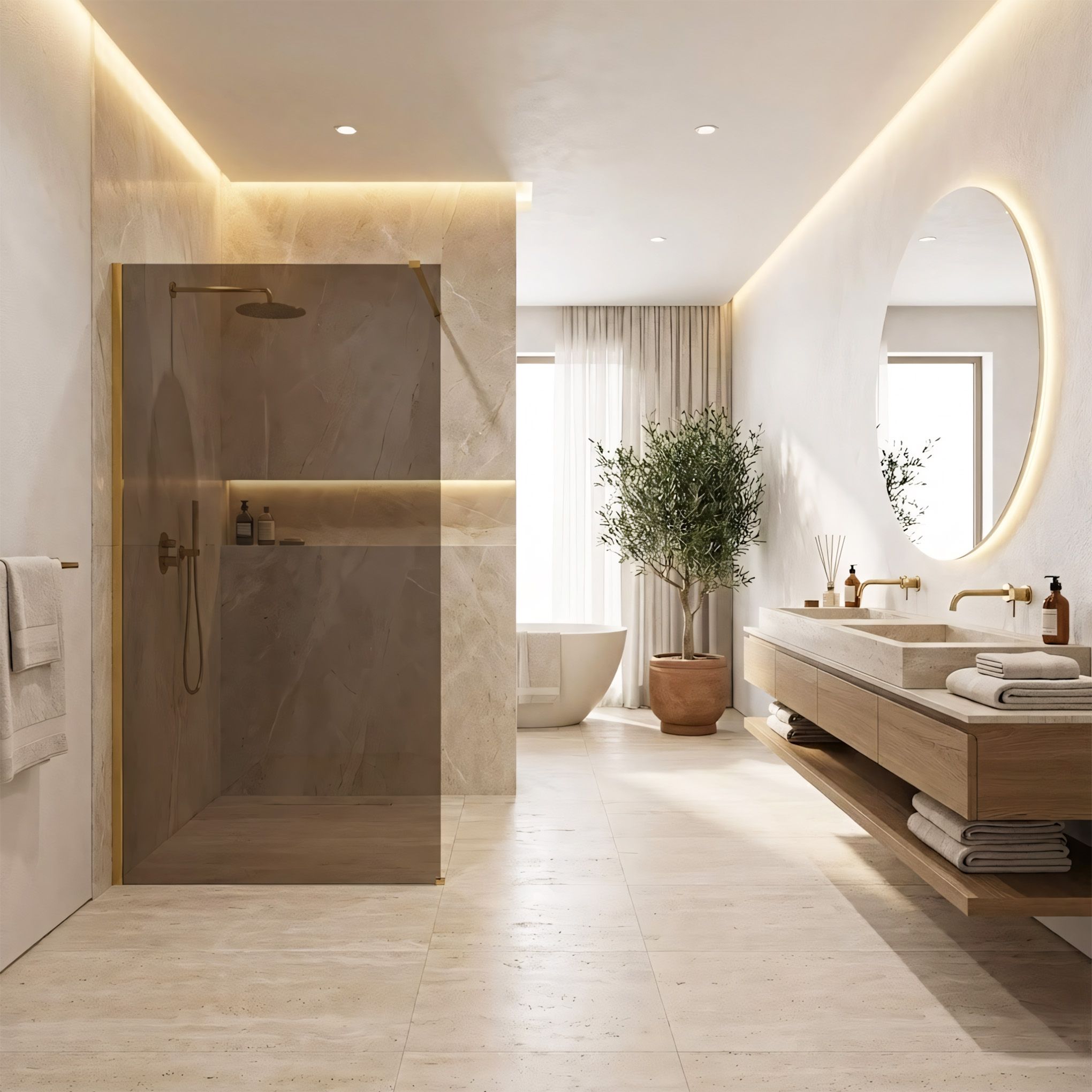 Parete Doccia Rea Flexi Brown / Gold 110