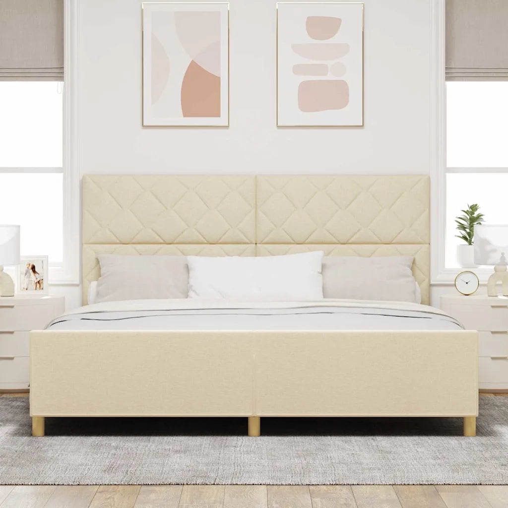 Struttura del letto con testiera Crema 200 x 200 cm Tessuto 3344835