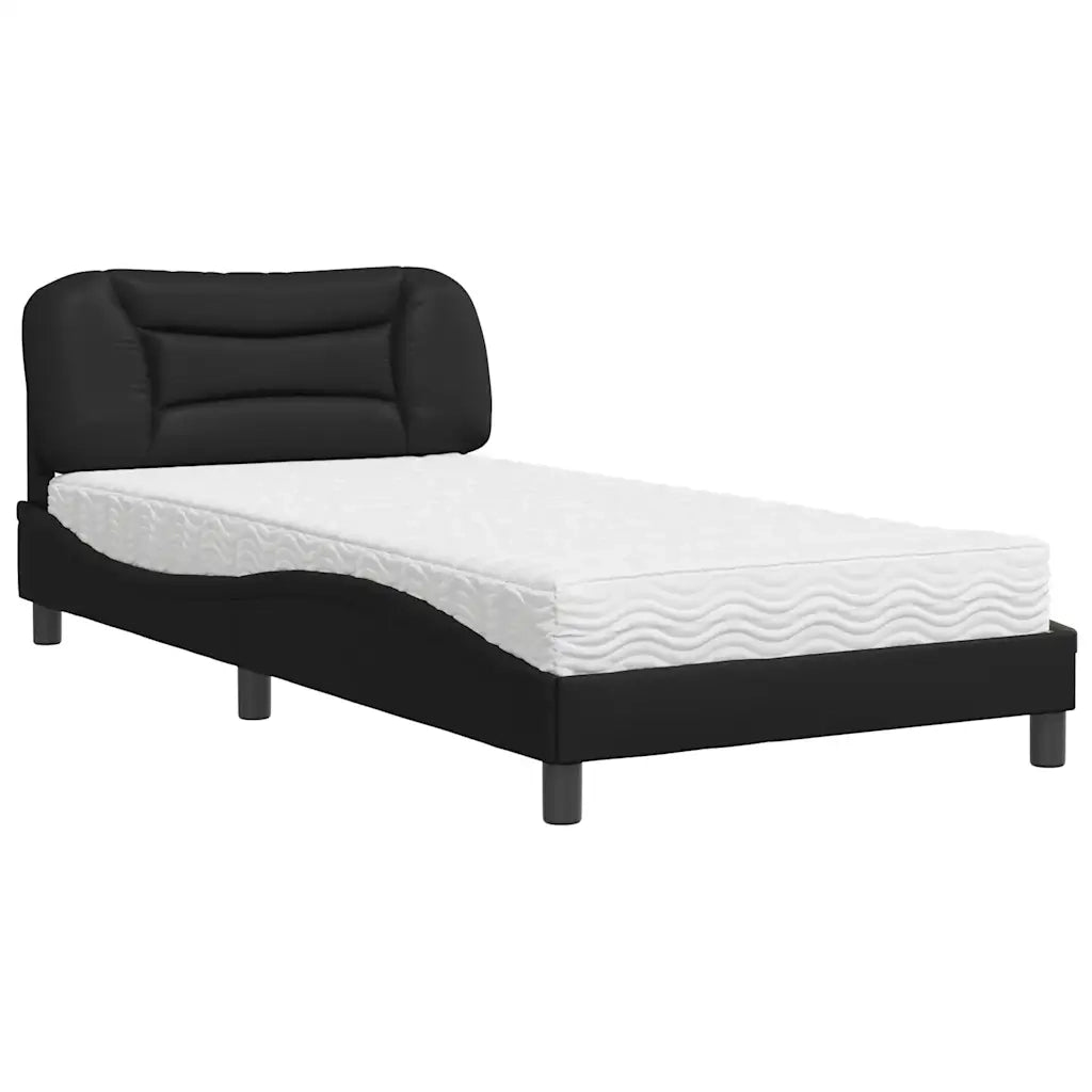 Letto con Materasso Hvar Nero 100x200 cm in Similpelle