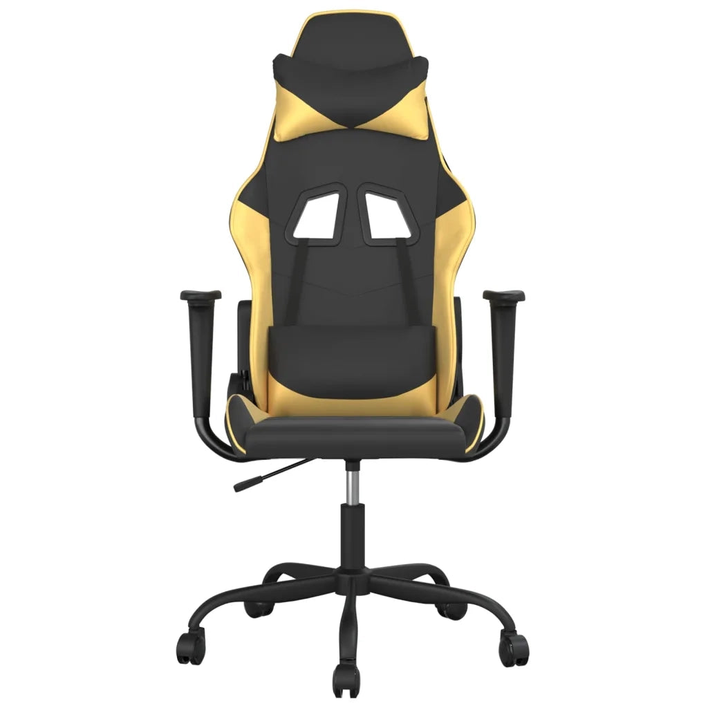 Sedia da Gaming | Sedia da e-sports Massaggiante Nero e Oro in Similpelle