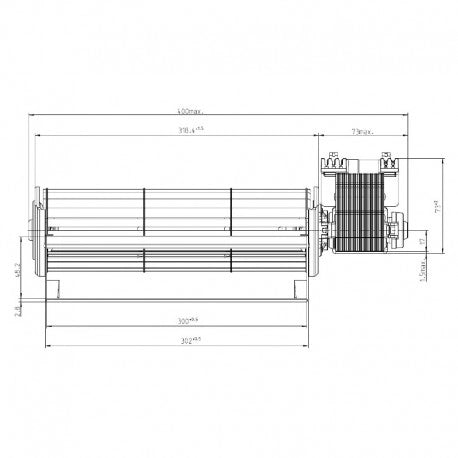 Ventola tangenziale EBM QLN65/3000-3038 Motore Destro