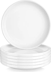 Set di piatti da dessert in ceramica bianchi 8 pollici - set di 6 piatti rotondi con bordi - piatti per forno a microonde e lavastoviglie resistenti