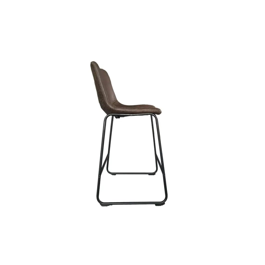 Sedia da bancone MANCO - PU marrone scuro - Gambe in metallo - Altezza 93 cm - Stile vintage