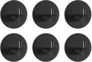 Hanger per asciugamani autoadesivi - Acciaio inossidabile - 6 pezzi - Nero