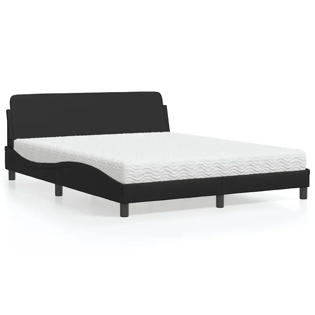 Letto con Materasso Nero 160x200 cm in Similpelle