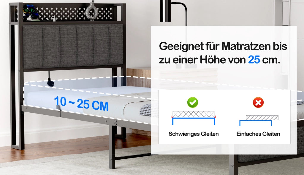 Letto singolo 90x200 cm, colore nero