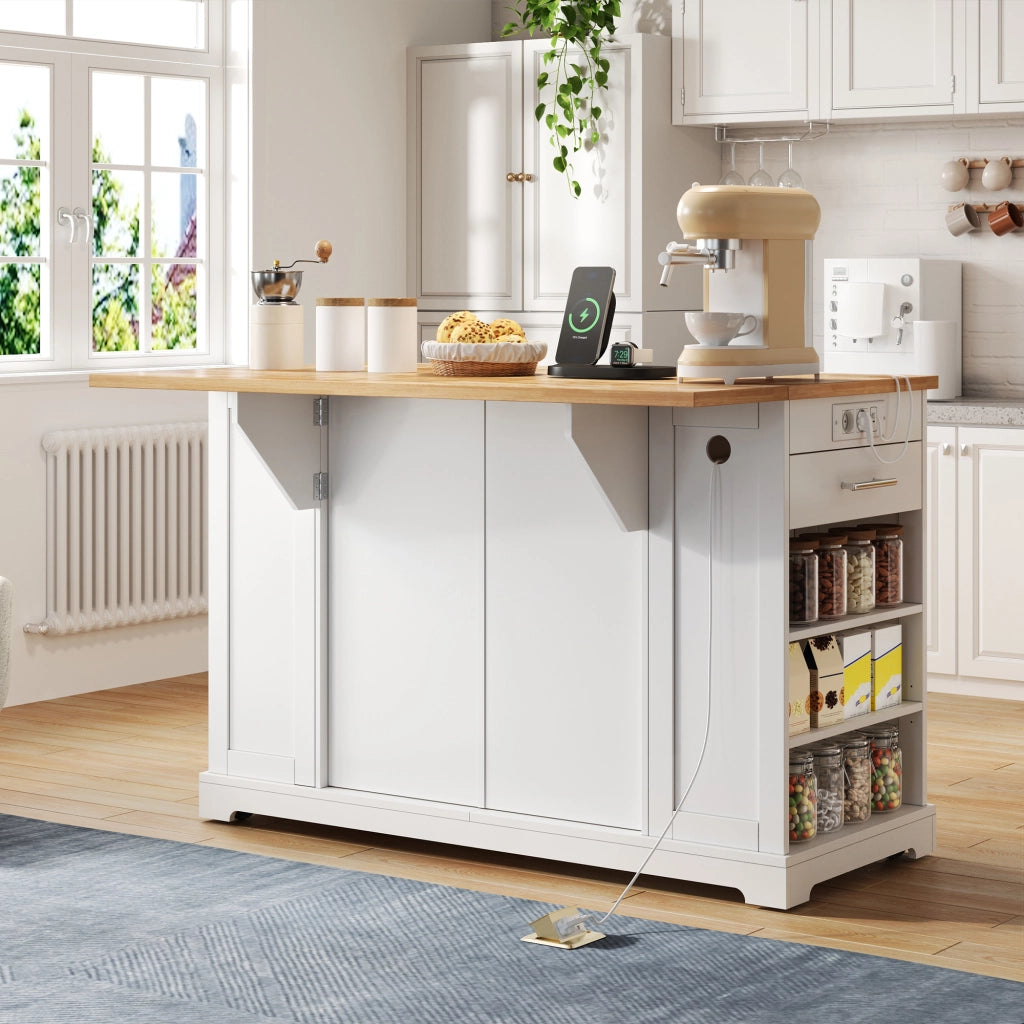 Mobile contenitore da cucina con piano ribaltabile; prese e vano rifiuti - in MDF - bianco