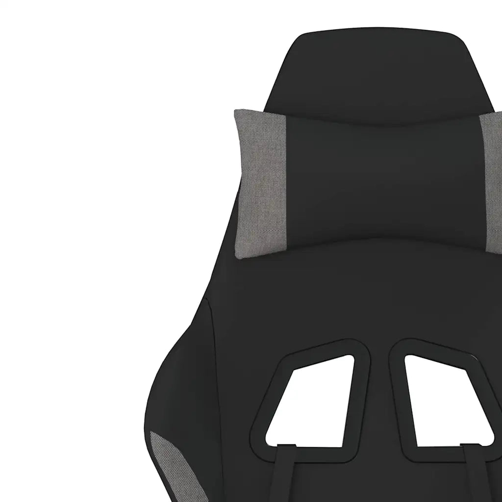 Sedia da Gaming Massaggio e Poggiapiedi Nero e Grigio Tessuto 345502