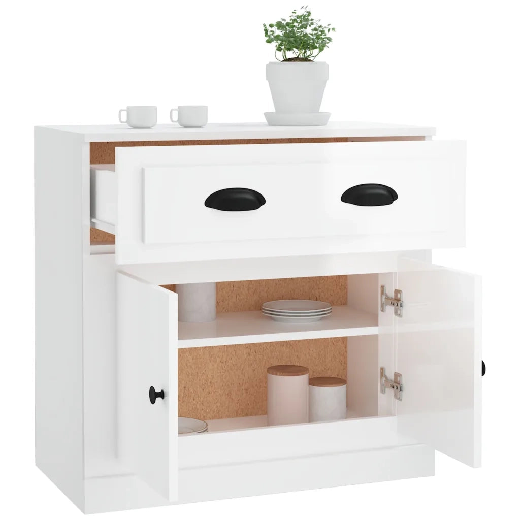 Credenza Bianco Lucido 70x35,5x67,5 cm in Legno Multistrato 816426