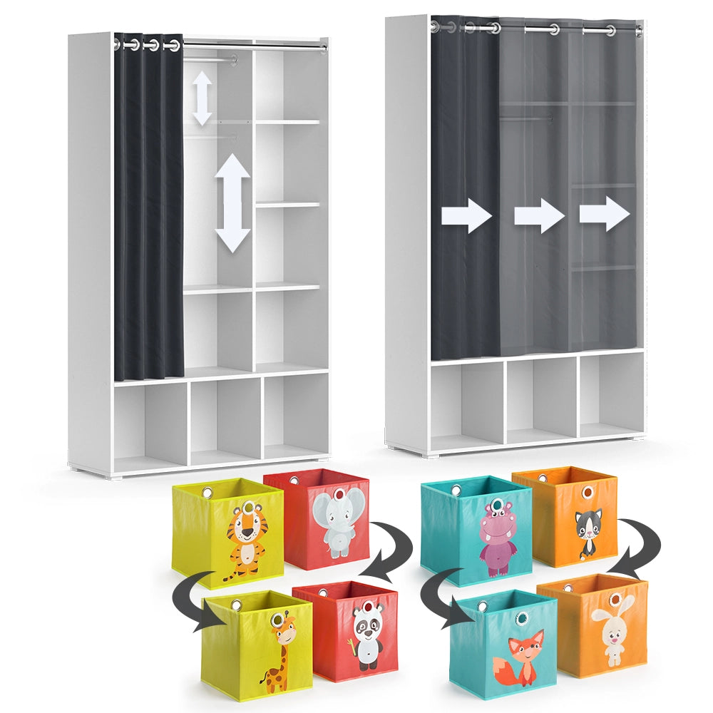 Vicco Guardaroba per bambini Bianco 38 x 178.1 cm Con scatole pieghevoli (colorate)